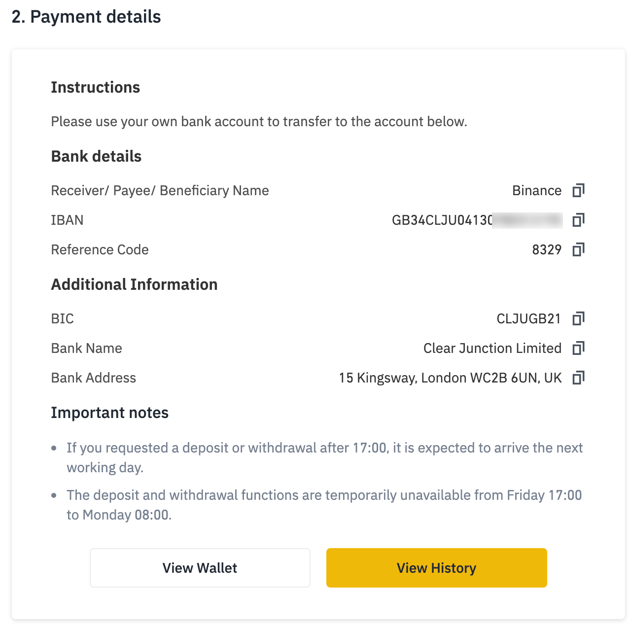 binance wire deposit