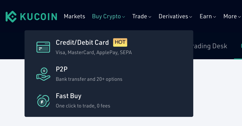 can you buy crypto on kucoin with credit card