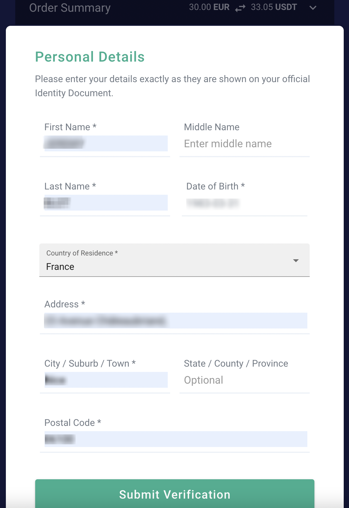 proof of residence kucoin document