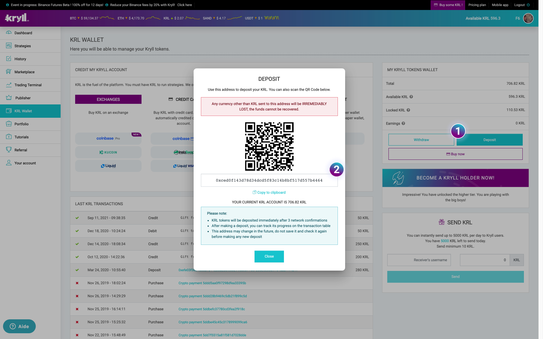 How to send KRL from Coinbase to your Kryll account (Desktop or Coinbase app )