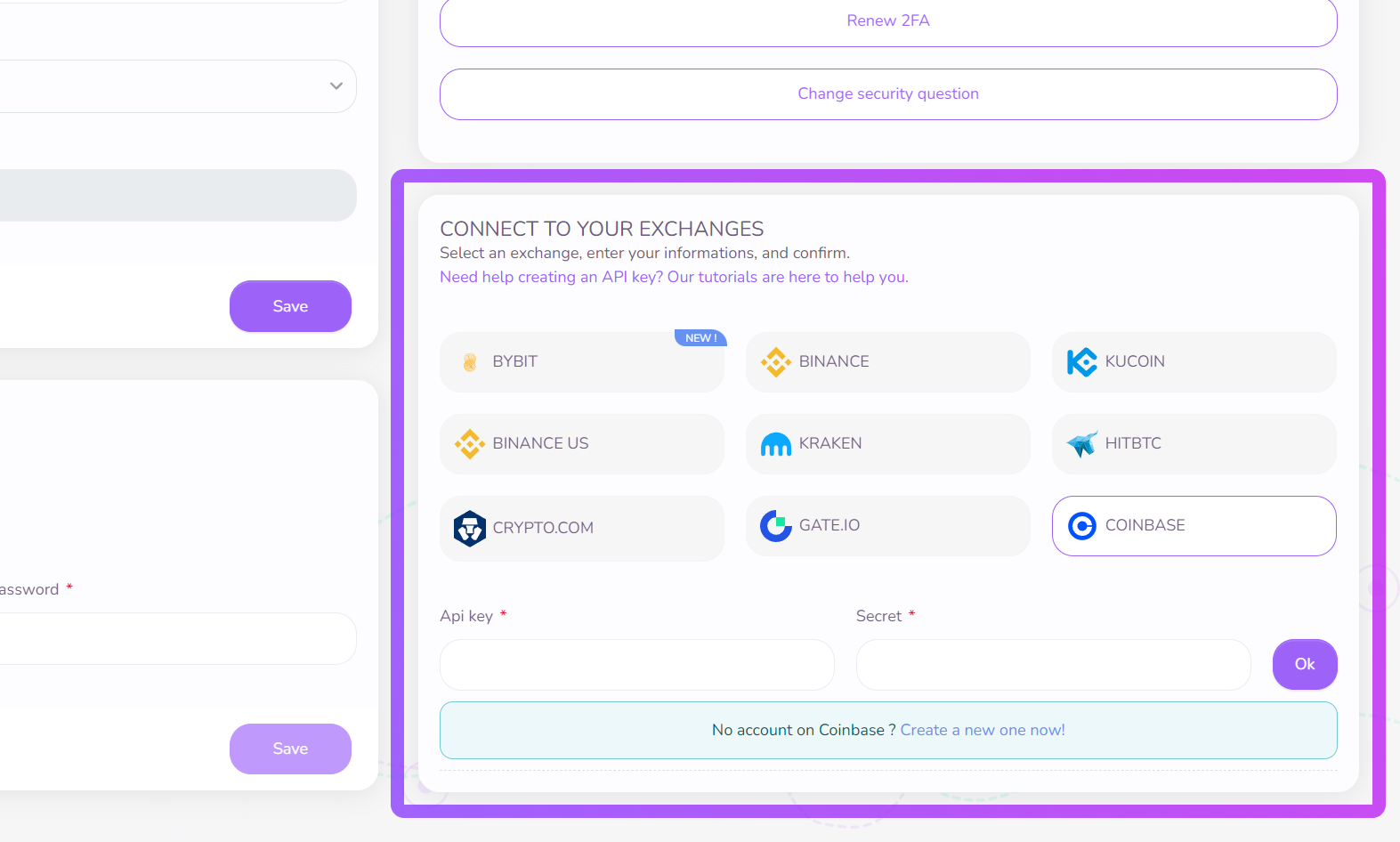 How to add your Coinbase API key to your Kryll account