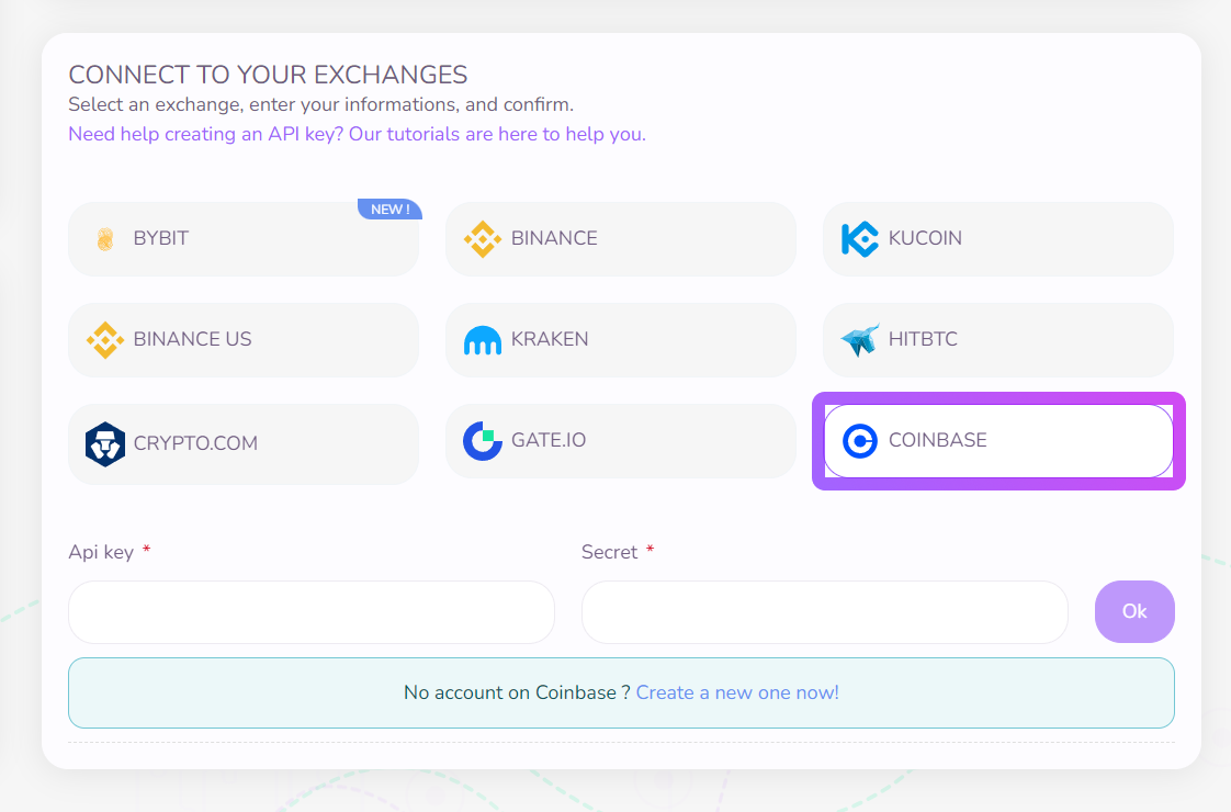 How to add your Coinbase API key to your Kryll account