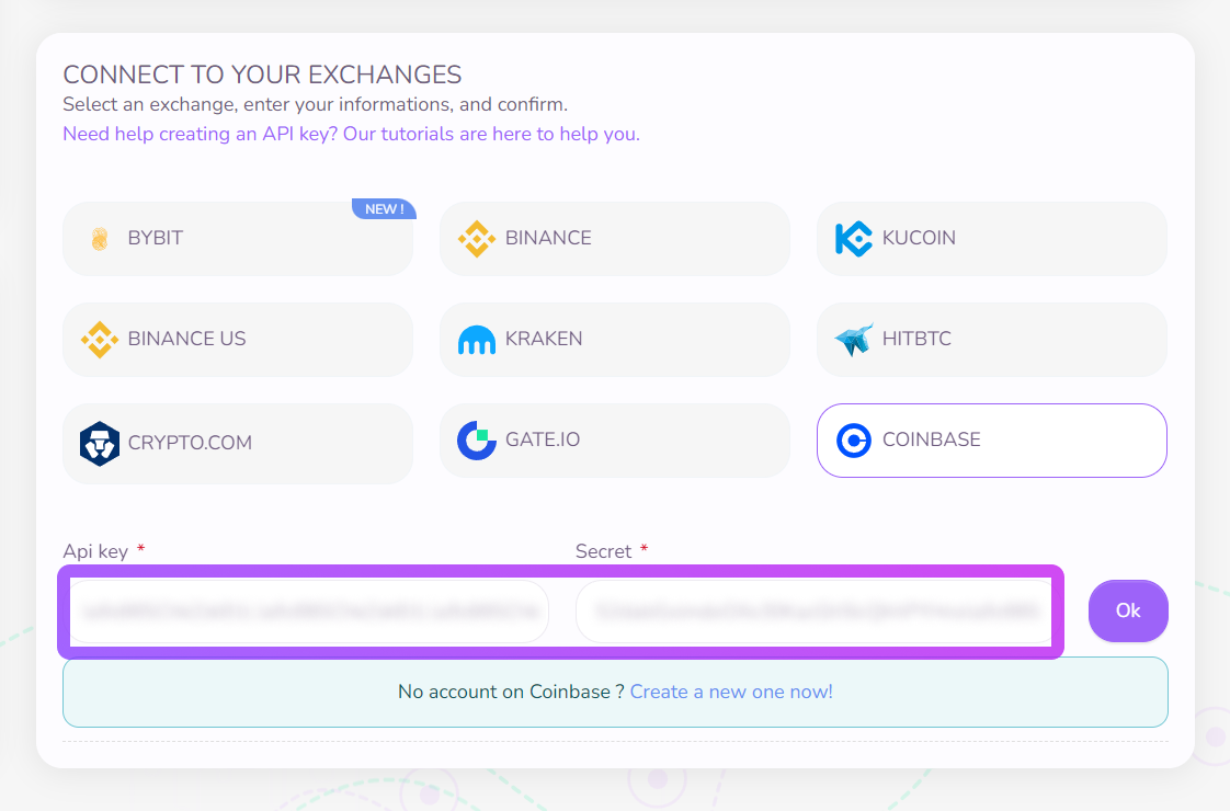How to add your Coinbase API key to your Kryll account